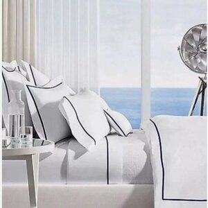 Ralph Lauren Organic Cotton Palmer Twin Flat Sheet Polo Navy NEW